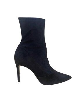 Zara Women’s Black Faux Suede Pointed Toe High-Heel Ankle Boots Size US7